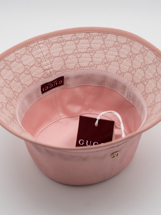 size S Gucci GG Canvas Bucket Hat Pink with Monogram Print